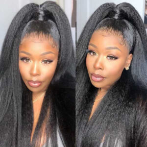 kisslove hair 360 lace frontal human hair wigs Pre Plucked kinky straight hair 3 - hicrazycat