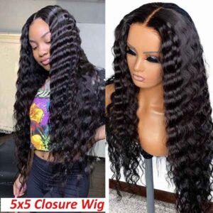 Crimped Hair 5*5 HD Lace Wig Loose Deep Wave 10A Brazilian Virgin Human Hair Wigs 5 kisslove hair 5x5 closure wig crimped hair hd lace wigs 2 313fd6d9 a695 4c85 81c9 5232cff50e50 - hicrazycat