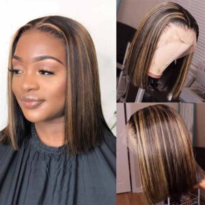 kisslove hair highlights color Bob lace wig 1b 30 - hicrazycat