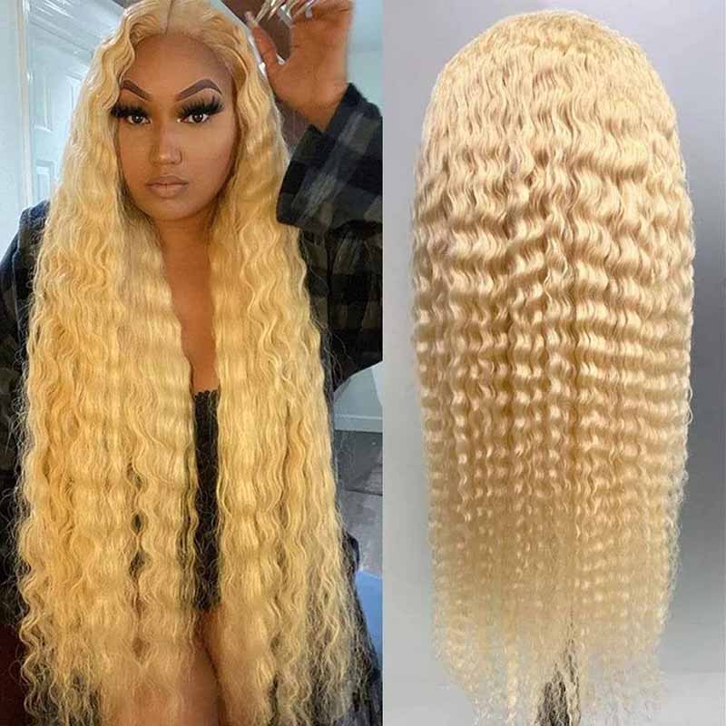 kisslove hair 613 blonde hair deep wave Lace Front Human Hair Wigs 3 - hicrazycat