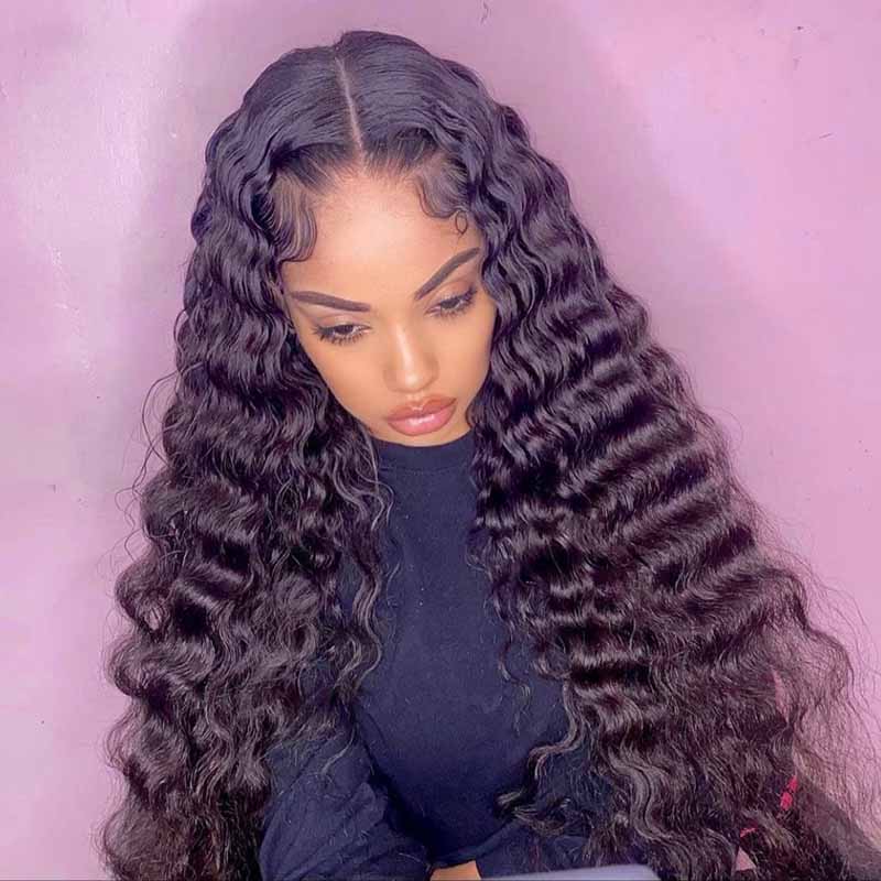 kisslove hair crimped hair loose deep wave lace front human hair wigs 3 - hicrazycat
