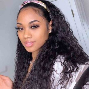 Water Wave Headband Wig Glueless Human Hair Wigs 10A Virgin Hair Scarf Wig 4 kisslove hair headband wig water wave human hair wigs 5 - hicrazycat