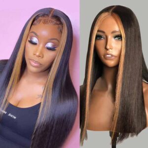kisslove hair highlight wig straight virgin human hair wigs - hicrazycat