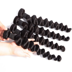 Loose Deep Wave 3 Bundles With 13x4 HD Lace Frontal Brazilian Human Hair Weaves 4 kisslovehair Loose Deep Wave Bundles Brazilian Hair Weave Bundle - hicrazycat