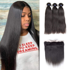 kisslovehair 8a straight bundles with frontai human hair - hicrazycat