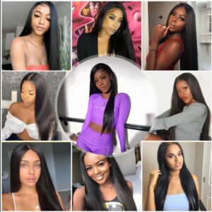 straight human hair 5x5 lace closure wig 2 - hicrazycat