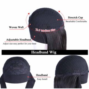 Headband Wig Body Wave Gluless 10A Virgin Humam Hair Wigs 7 straight human hair headband wig cap 1 - hicrazycat